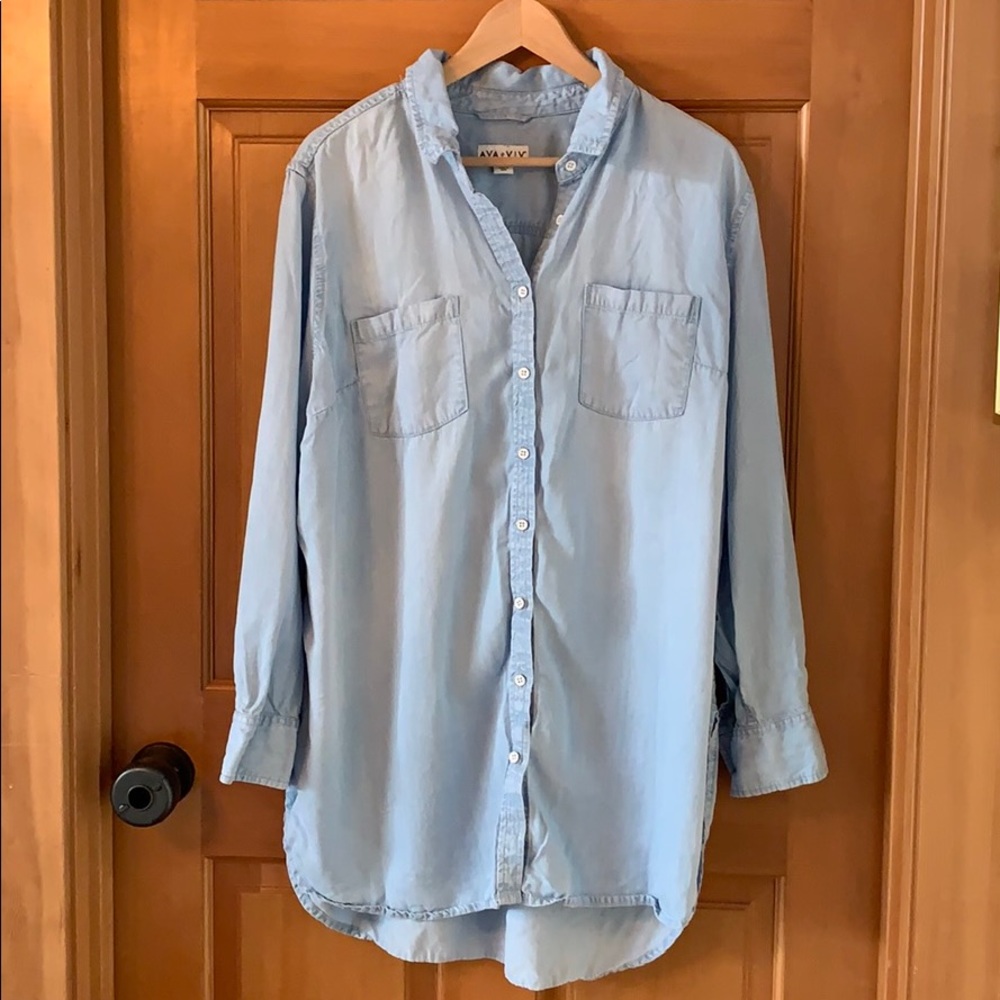 AVA & VIV Light Blue Chambray Button Down